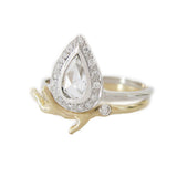 14k white and yellow gold ring with diamond.