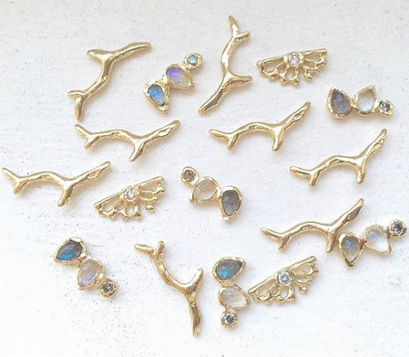 Sets of yellow gold studs. 