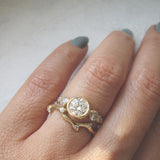 14K Water Drop Ring on Woman's Hand.